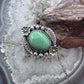 Sterling Silver Southwestern Style Oval Green Turquoise Adjustable Decorated Ring For Women