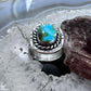 Native American Sterling Silver Sonora Gold Turquoise Ring Size 9.5 For Women