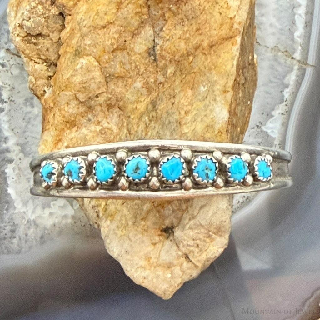 Elton Cadman Native American Sterling Silver Turquoise Single Row Bracelet For Women