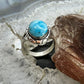 Native American Sterling Silver Oval Turquoise Decorated Ring Sz 8.5 For Women