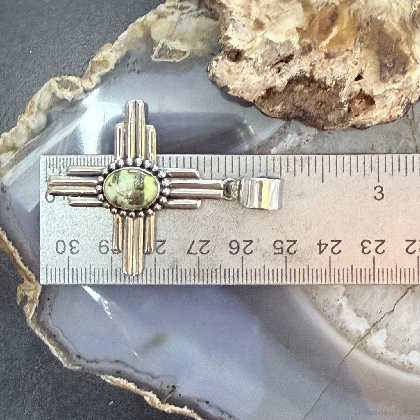 Sterling Silver Southwestern Style Oval Palamino Unisex Zia Pendant