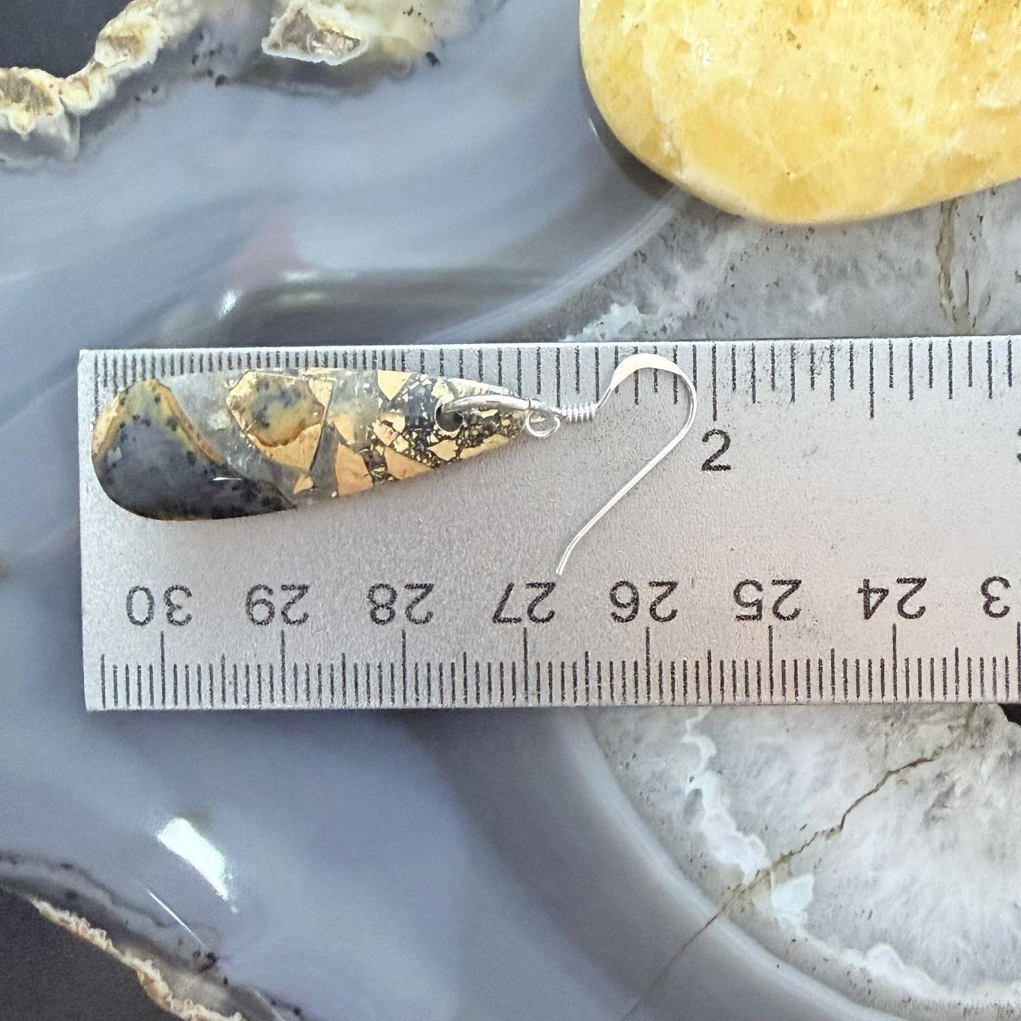 Sterling Silver Teardrop Maligano Jasper Slab Dangle Earrings For Women #502