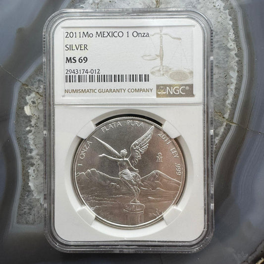 2011 Mexico One Ounce Libertad .999 Fine Silver NGC MS69 #2943174-012