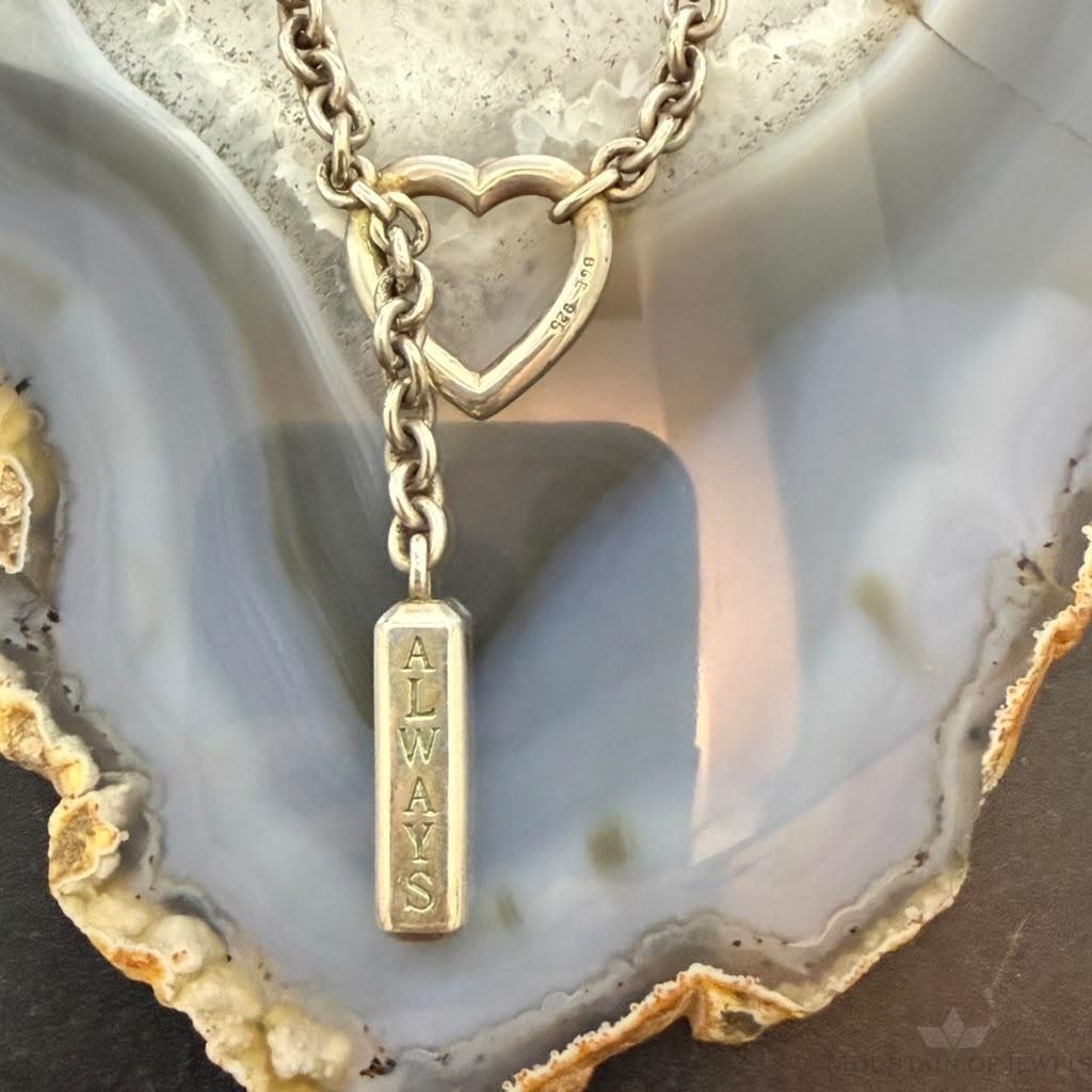 Sterling Silver Fashion Chain Link w/Pendant Love Always 20" Necklace For Women