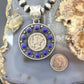Genuine 90% Silver Mercury Dime Coin w/Lapis Decorated Unisex Pendant