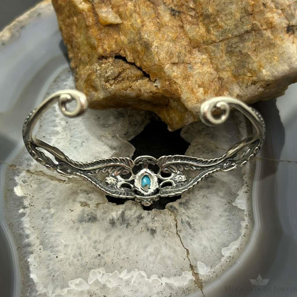 Carolyn Pollack Sterling Silver Turquoise Leaves & Floral Decorated Bracelet For Women