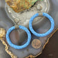 Carolyn Pollack Sterling Silver Light Blue Braided Leather Hoop Earrings For Women