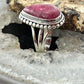 Sterling Silver Southwestern Style Teardrop Thulite Decorated Ring Size 7 For Women