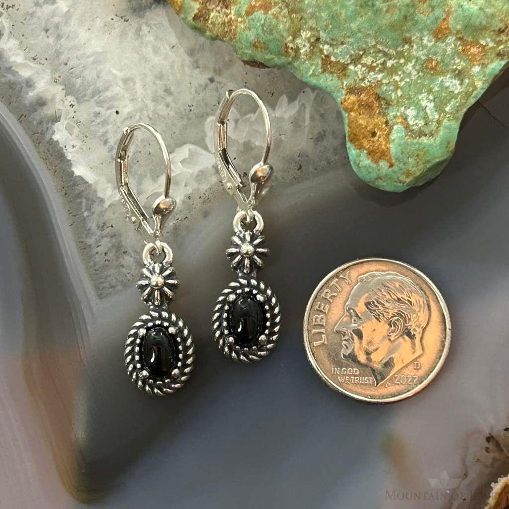 Carolyn Pollack Sterling Silver Onyx Decorated Dangle Earrings For Women