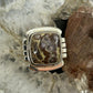 Sterling Silver Southwestern Style Square Asteroid Jasper Ring Size 8.25 For Women