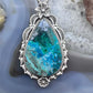 Sterling Silver Southwestern Style Elongated Teardrop Shattuckite Decorated Pendant For Women