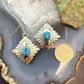 Michael Nez Navajo Sterling Silver Turquoise Pueblo Life Dangle Earrings For Women