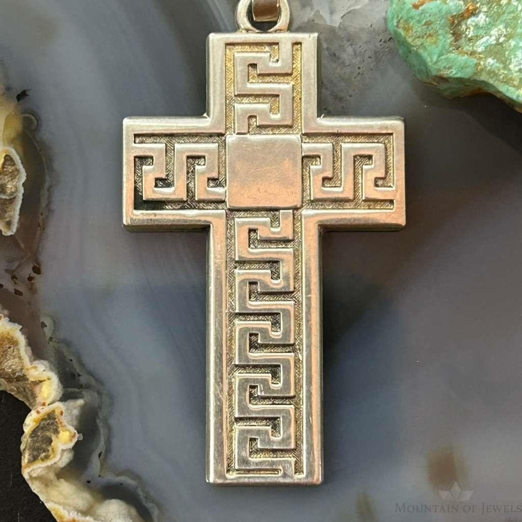 Sterling Silver Overlay Unisex Decorated Cross Pendant