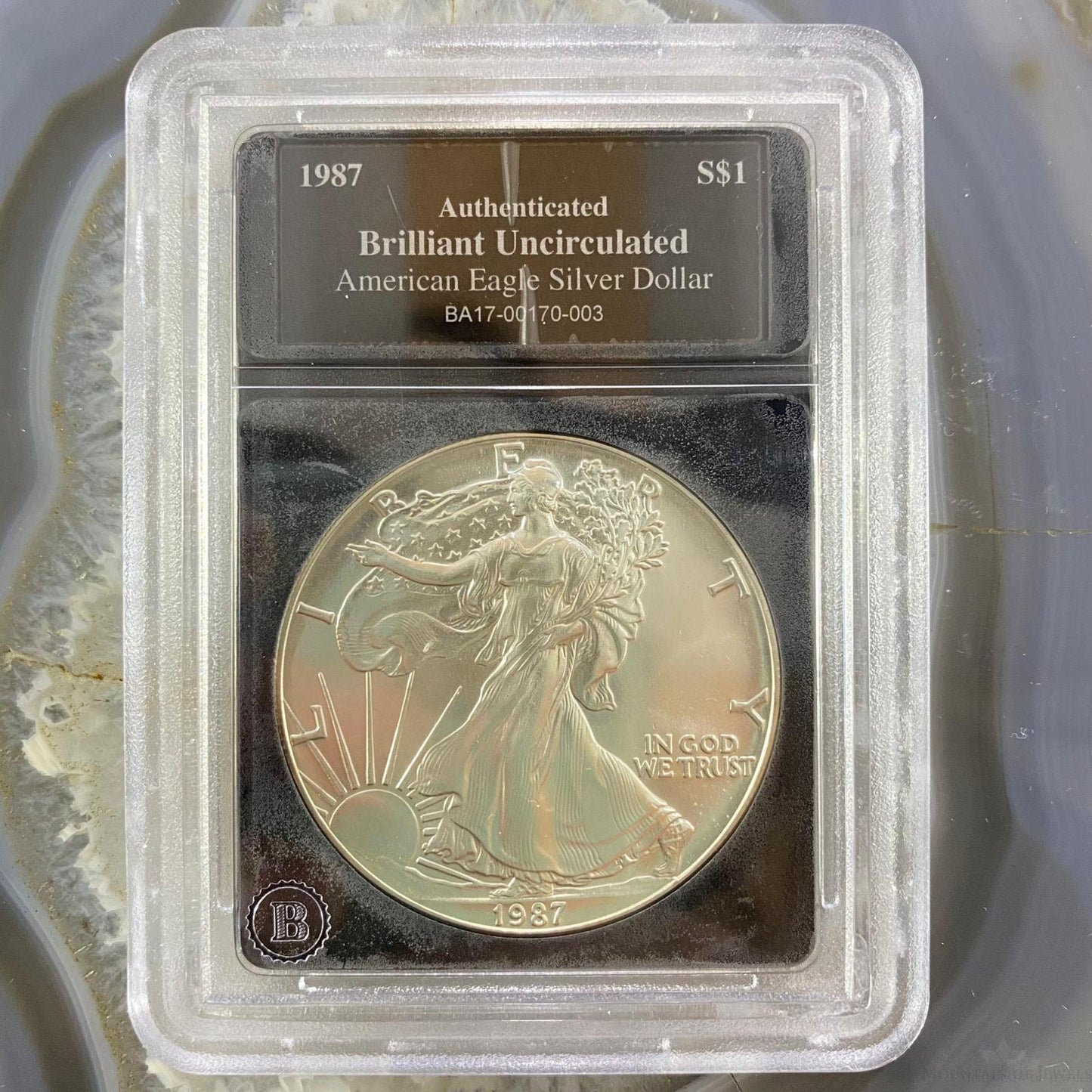 1987 US American Silver Eagle Mint Coin Slab #BA17-00170-003