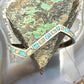 Vintage Native American Silver Chip Inlay Turquoise & MOP Zigzag Cuff For Women