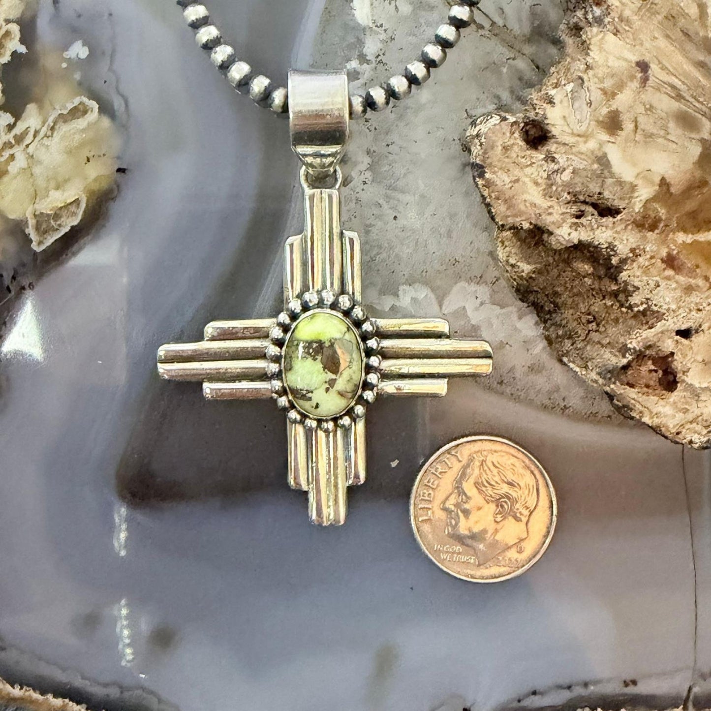 Sterling Silver Southwestern Style Oval Palamino Unisex Zia Pendant