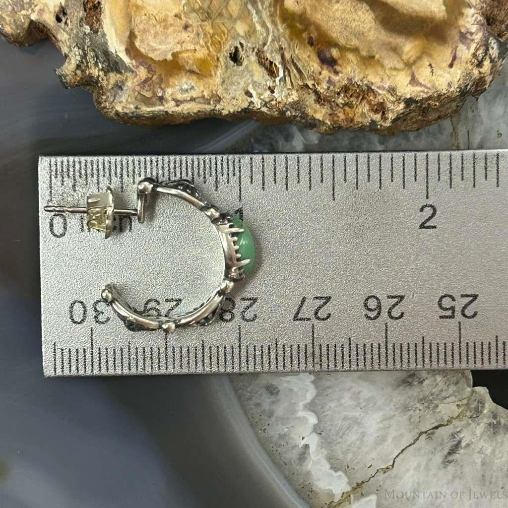 Carolyn Pollack Sterling Silver Green Turquoise w/Concho Hoop Earrings For Women