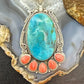 Sterling Silver Southwestern Style Oval Turquoise & Spiny Oyster Decorated Pendant