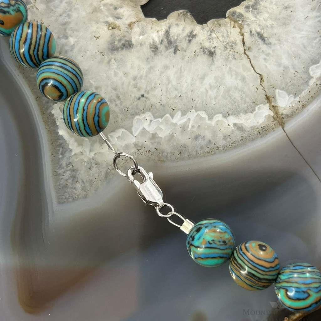 Sterling Silver 10mm Mexican Calcite Beads 16" Necklace For Women