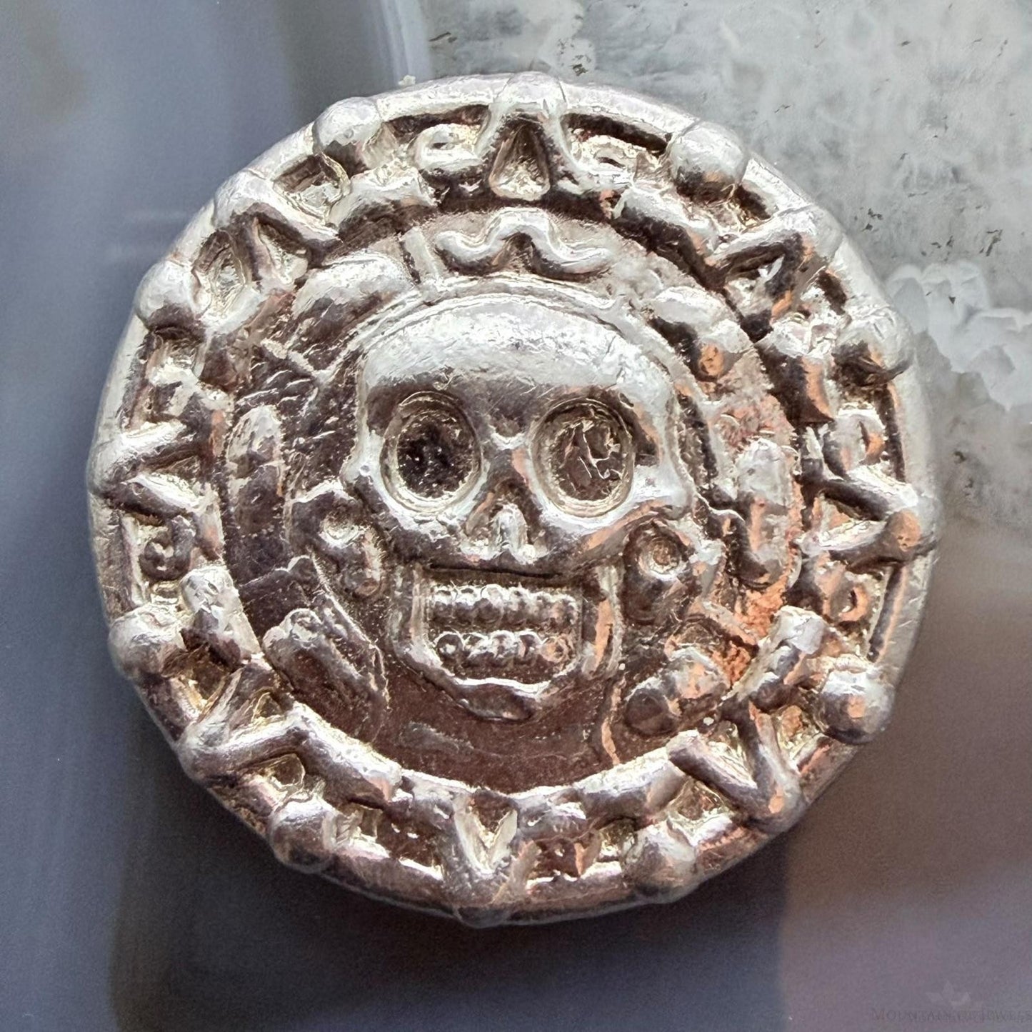 50 Grams of .999 Fine Silver Decorated Skull Round #PX.EO