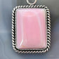 Native American Sterling  Silver Rectangle Pink Conch Decorated Pendant For Women #2