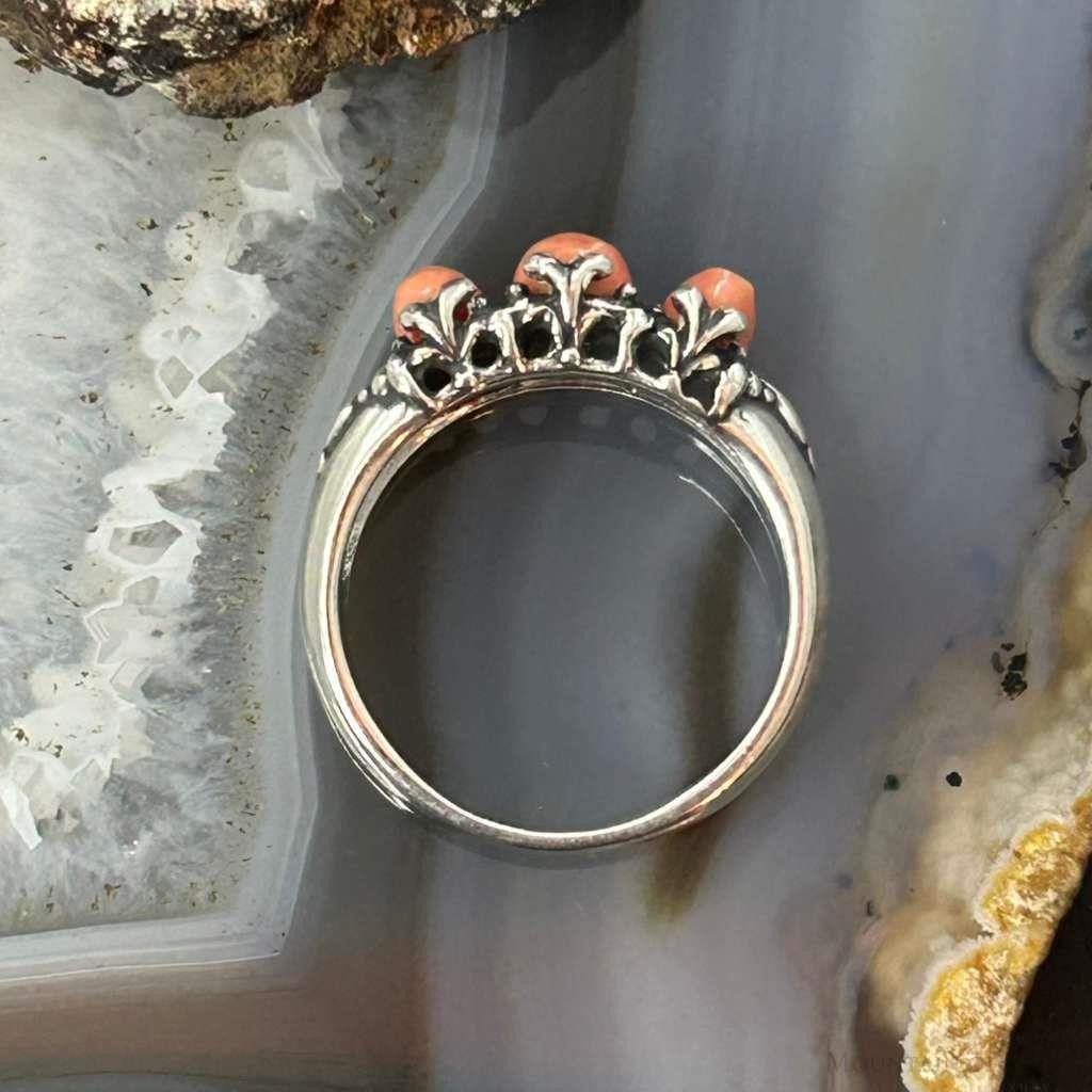 Carolyn Pollack Sterling Silver 3 Oval Angel Skin Coral Ring Size 6 For Women