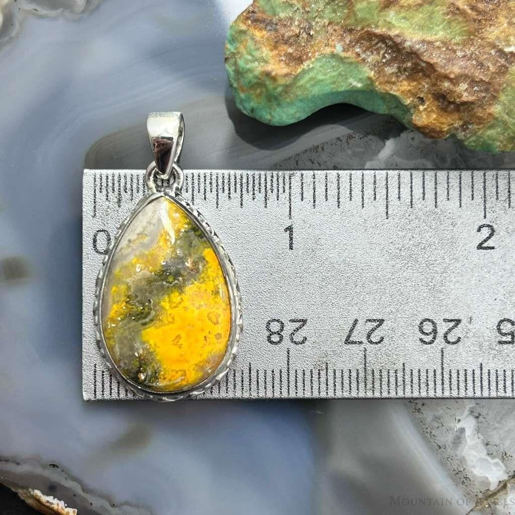 Sterling Silver Southwestern Style Teardrop Yellow Jasper Pendant For Women #2