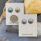 Sterling Silver Repousse Concho with Turquoise Stud Earrings For Women (1 Pair)
