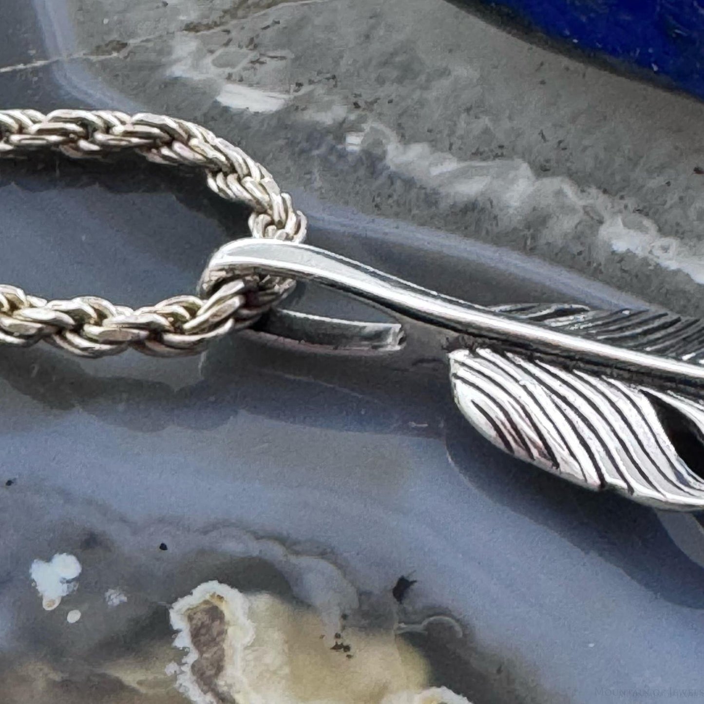 Sterling Silver Southwestern Style Long Unisex Feather Pendant