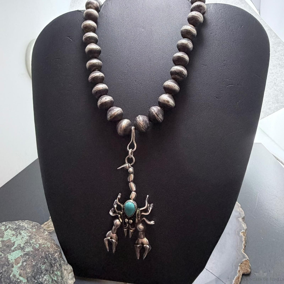 Frank Valdez Native American Sterling Silver Scorpion w/Navajo Pearl Unisex Necklace