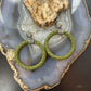 Carolyn Pollack Sterling Silver Olive Green Braided Leather Hoop Earrings For Women