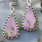 Sterling Silver Southwestern Style Teardrop Stichtite Dangle Earrings For Women