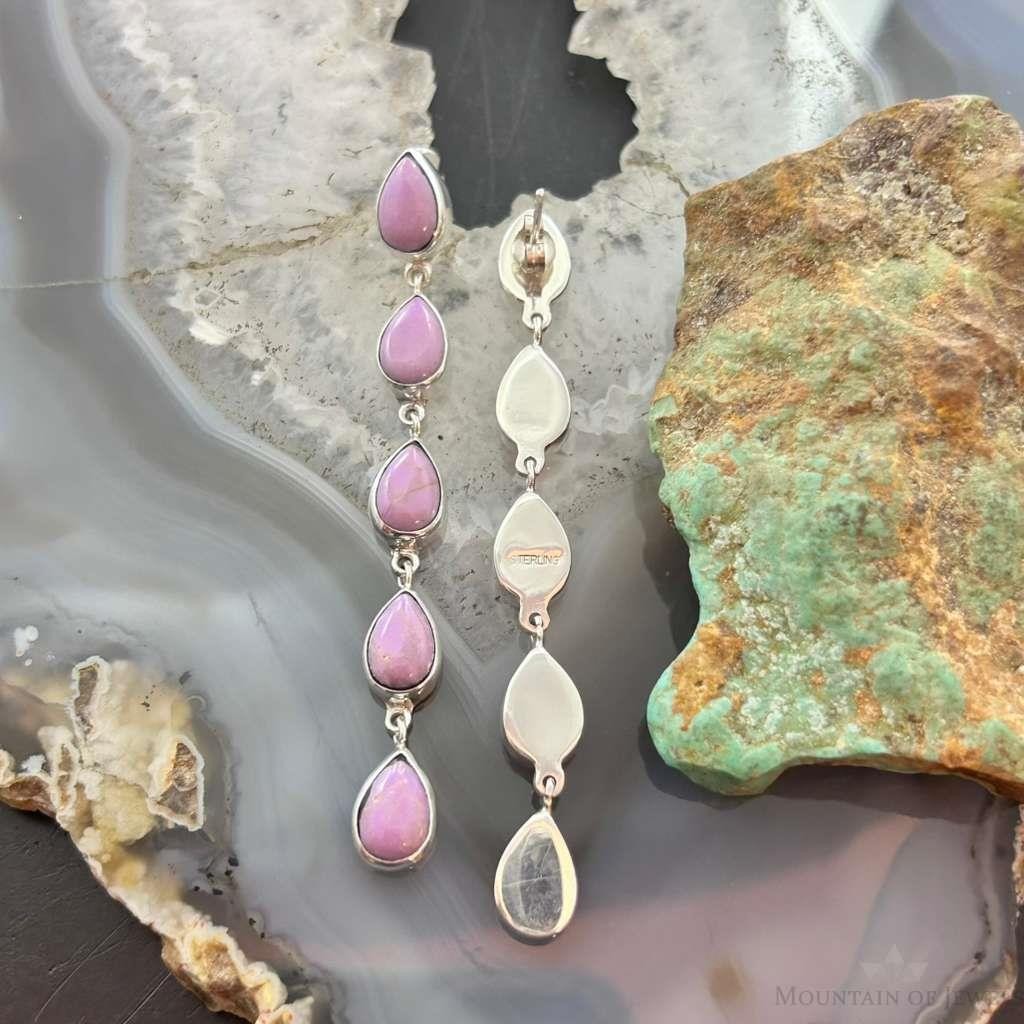 Native American Sterling Silver Teardrop Phosphosiderite Post Earrings For Women