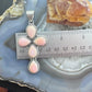 Native American Sterling Silver 5 Teardrop Pink Conch Cross Pendant For Women