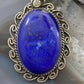 Gilbert Nez Navajo Sterling Silver Oval Decorated Lapis Pendant For Women