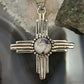 Sterling Silver Southwestern Style Rounded White Buffalo Unisex Zia Pendant