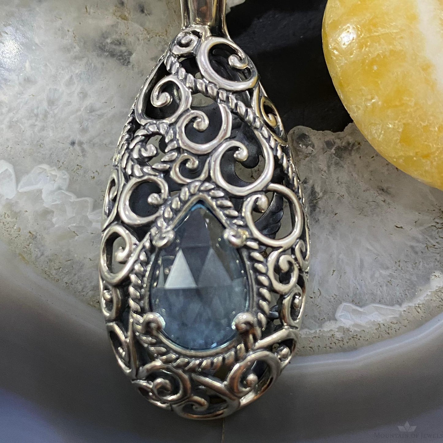 Carolyn Pollack Vintage Southwestern Style Sterling Gemstone Filigree Pendant