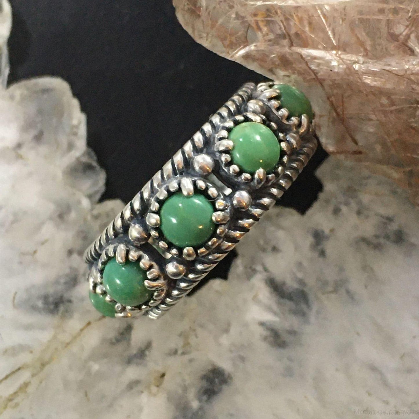 Carolyn Pollack Sterling Silver Green Turquoise Eternity Band Ring With Size Variety