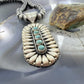 Sterling Silver Southwestern Style Turquoise &Silver Teardrop Cluster Pendant For Women