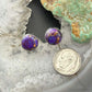 Sterling Silver Southwestern Style Rounded Purple Dahlia Stud Earrings For Women