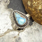 Sterling Silver Southwestern Style Teardrop Golden Hill Turquoise Adjustable Ring For Women