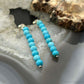 Sterling Silver 9 Rounded Turquoise Beads Long Dangle Earrings For Women