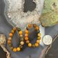 Sterling Silver Rounded Yellow Jasper Beads Hoop Dangle Earrings For Women