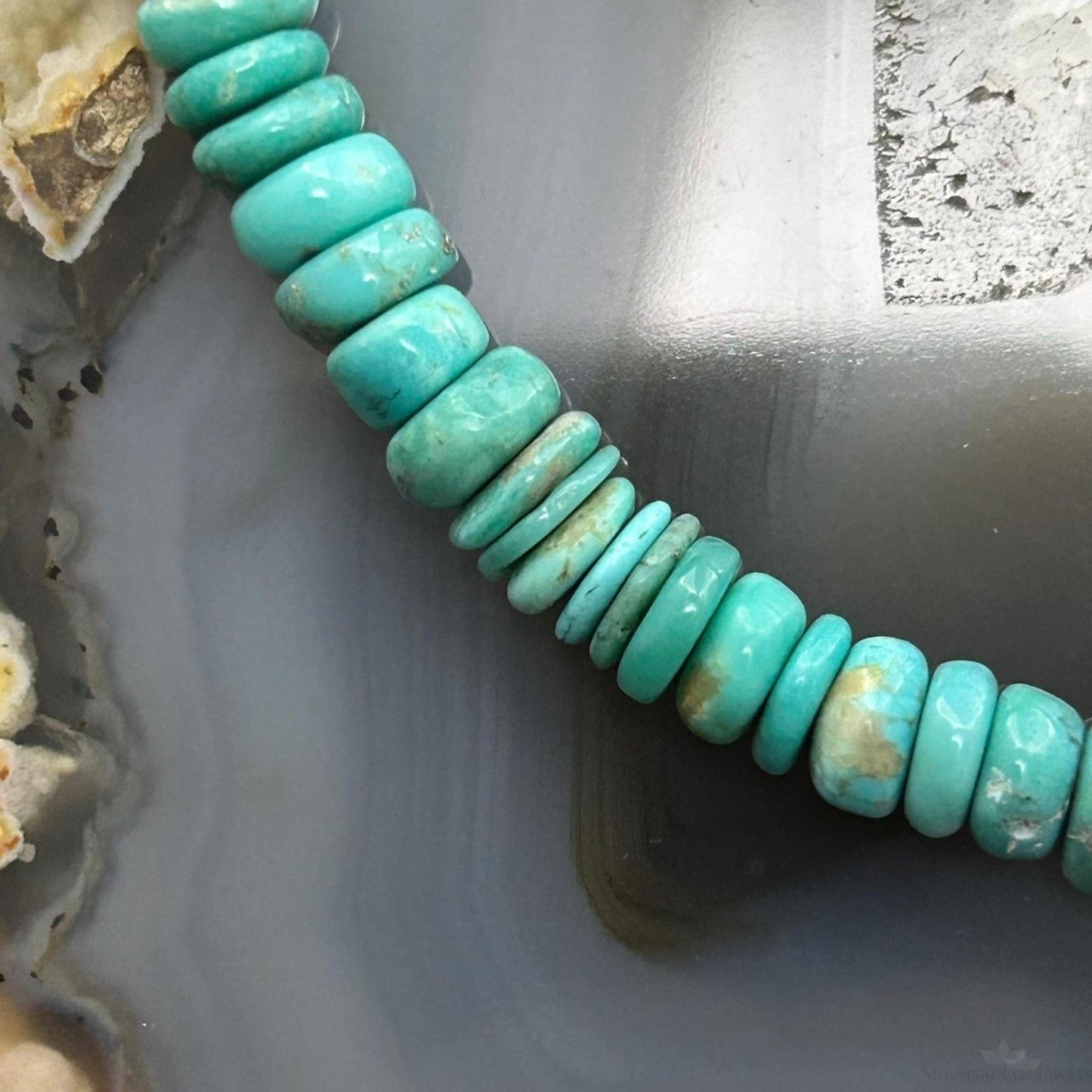 Sterling Silver Southwestern Style Blue Turquoise Beads & Sterling Beads 18"-20" Necklace