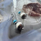 Native American Sterling Silver Navajo Pearl Bead w/Turquoise Dangle Earrings For Women