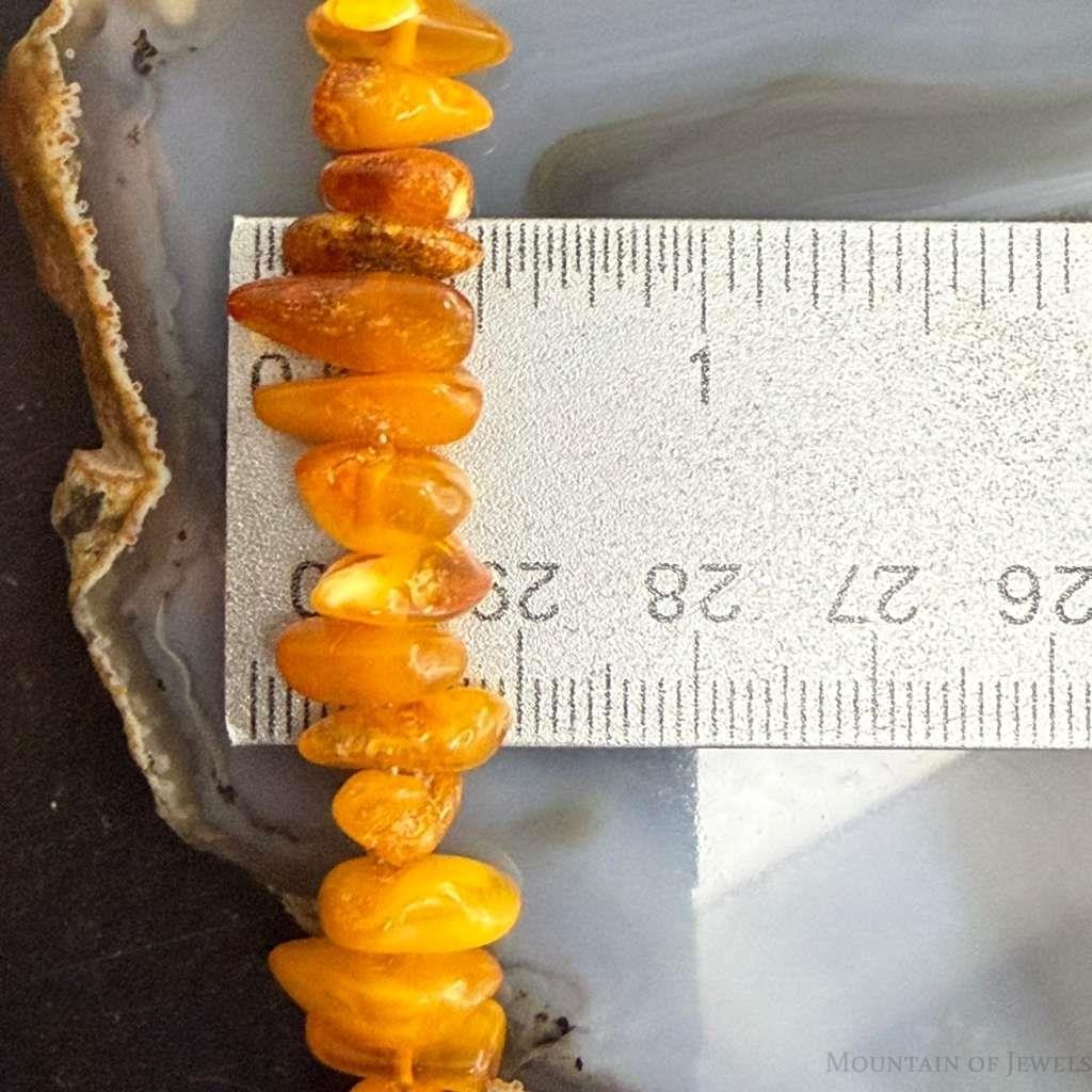 Sterling Silver Natural Amber Beaded 18" Necklace For Women