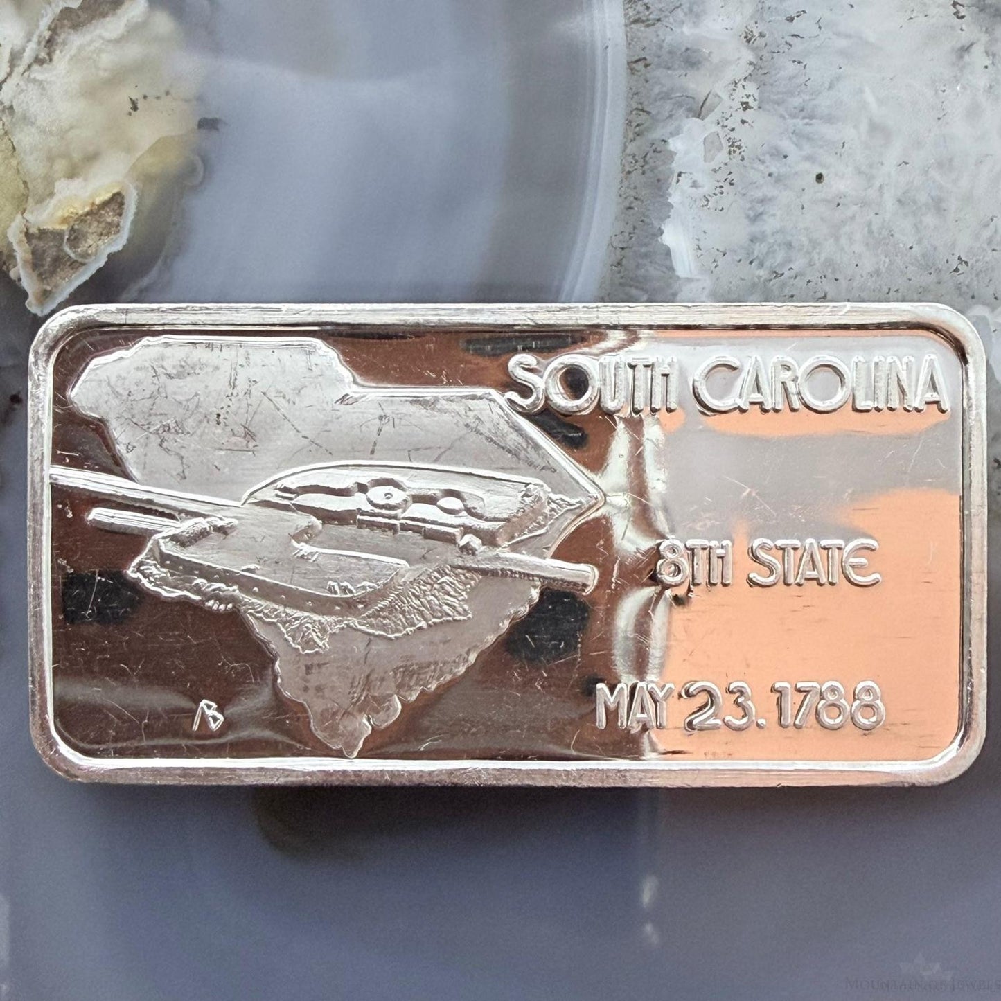 US 1 Troy Ounce of .999 Fine Silver Bar South Carolina The 8th State #102525-20