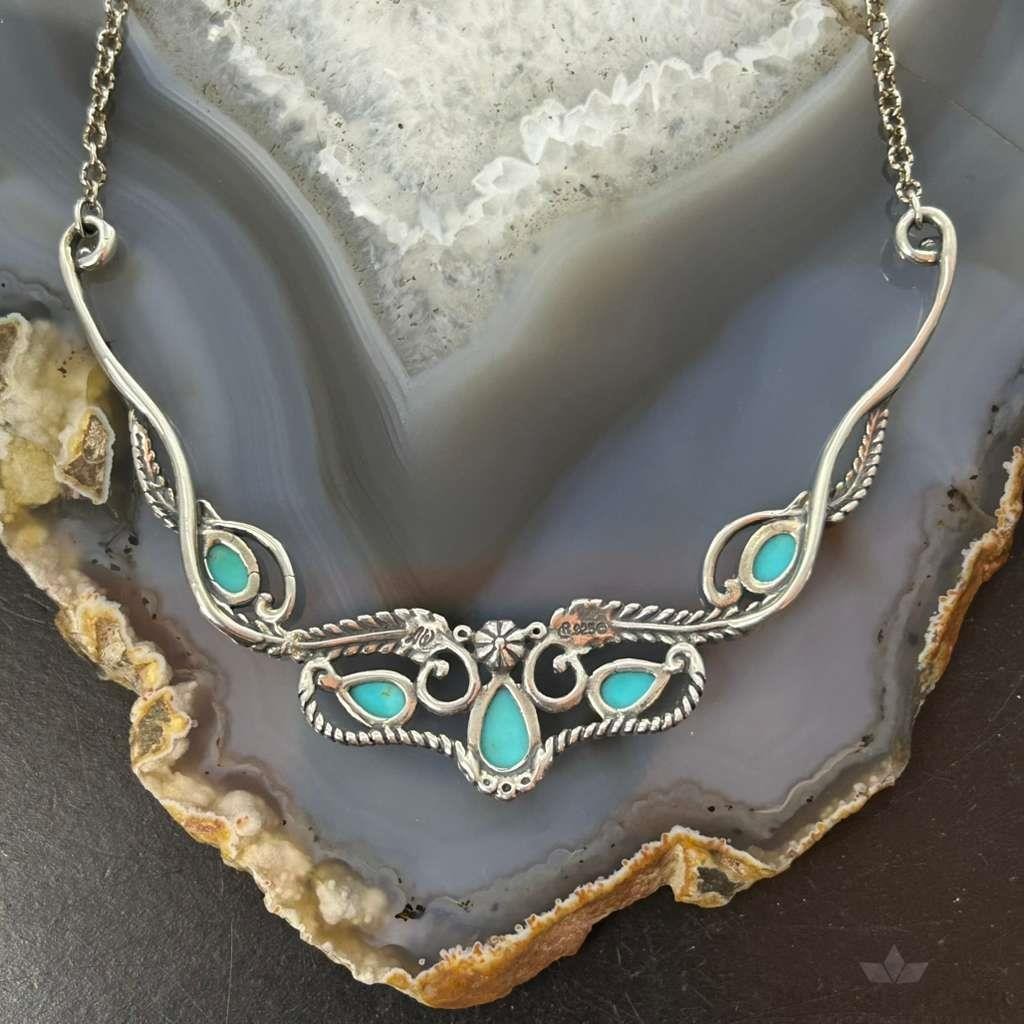 Carolyn Pollack Sterling Silver Turquoise Decorated 18" Necklace For Women
