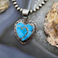 Native American Sterling Silver Blue Ridge Turquoise Double Heart Pendant For Women #4