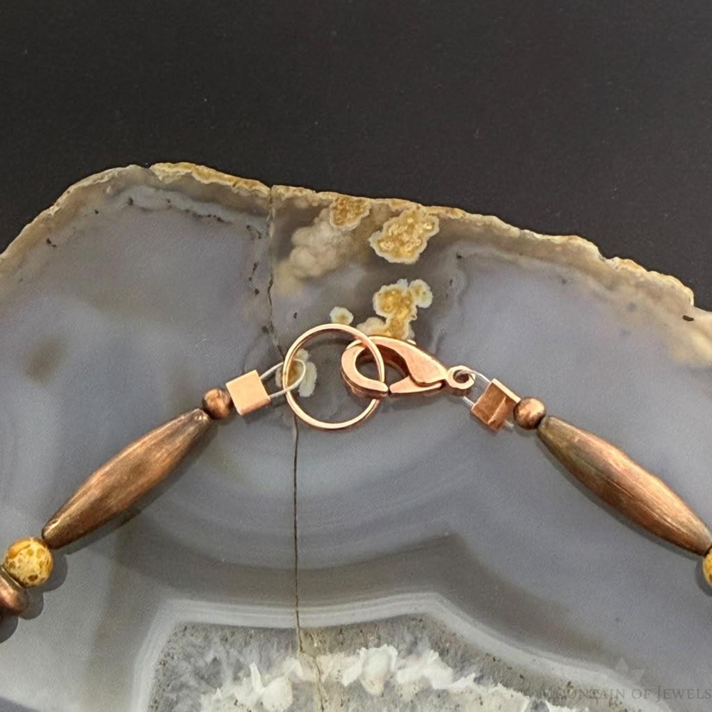 Copper Navajo Pearl Round & Cylinder w/Multi Color Sediment Jasper 18" Necklace For Women